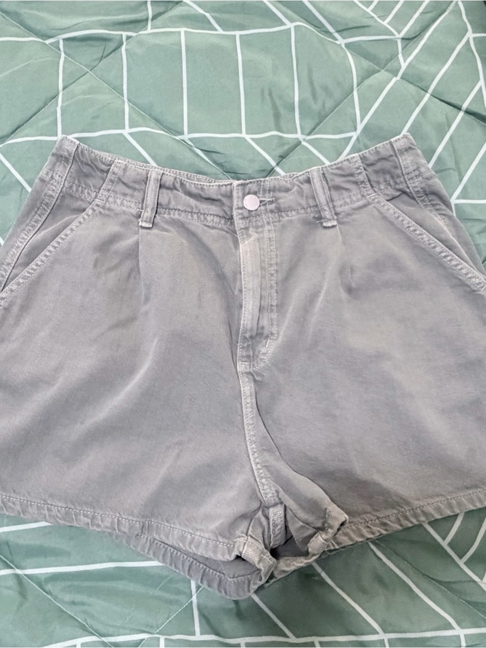 Universal Thread Light Greenish/Gray High-Rise Cotton Jean Shorts